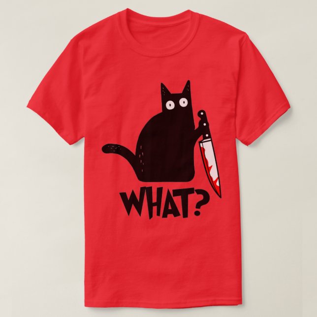 Katt vad svart katt mörkt katt med Knivar T Shirt (Design framsida)