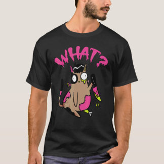 Katt Vad Zombie Svart Katt Med Kniv Halloween Cos T Shirt