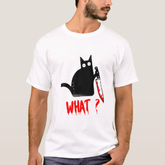 Katt vadå? Mörkt svart katt med Knivar t-shirt