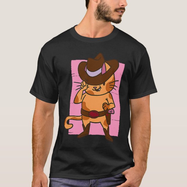 katt väljer pistol t shirt (Framsida)
