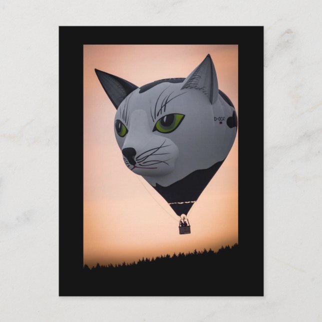 Katt Varmt Luftballong Postkort Vykort (Framsida)