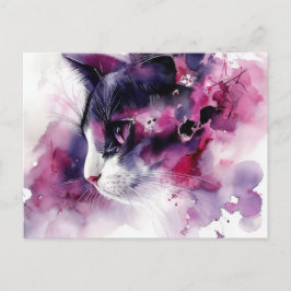 Katt Vattenfärg Postkort Vykort