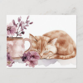 Katt Vattenfärg Postkort  Vykort