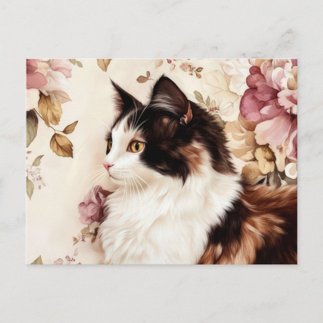 Katt Vattenfärg Postkort  Vykort (Framsida)