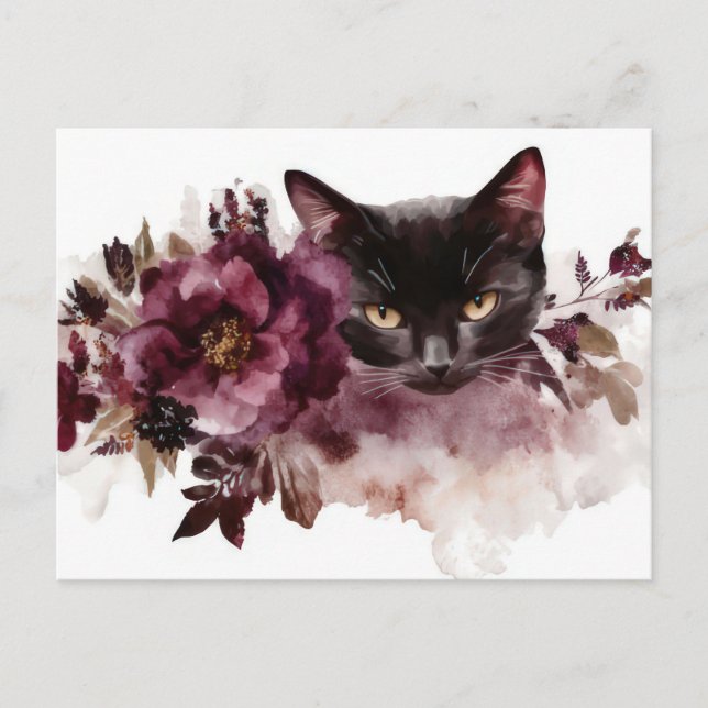 Katt Vattenfärg Postkort  Vykort (Framsida)