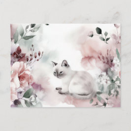 Katt Vattenfärg Postkort  Vykort