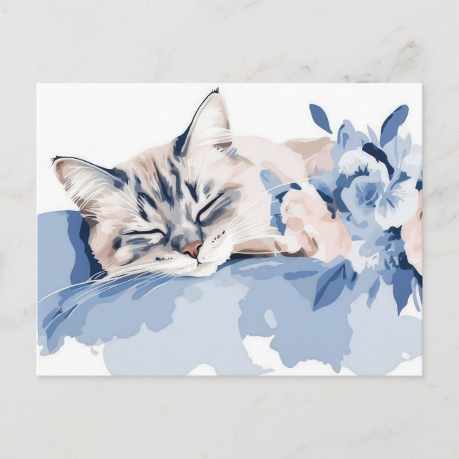 Katt Vattenfärg Postkort  Vykort (Framsida)
