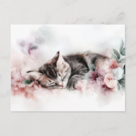 Katt Vattenfärg Postkort  Vykort