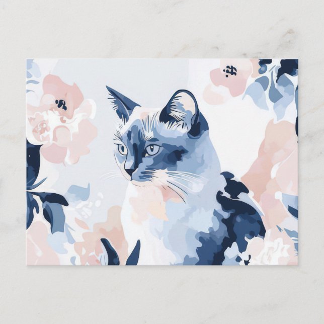 Katt Vattenfärg Postkort  Vykort (Framsida)