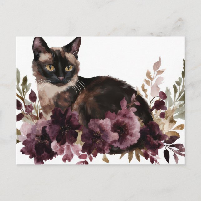 Katt Vattenfärg Postkort  Vykort (Framsida)