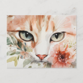 Katt Vattenfärg Postkort Vykort