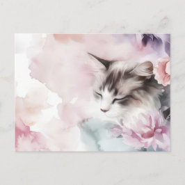 Katt Vattenfärg Postkort  Vykort