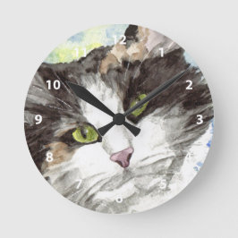 Katt vattenfärg väggur