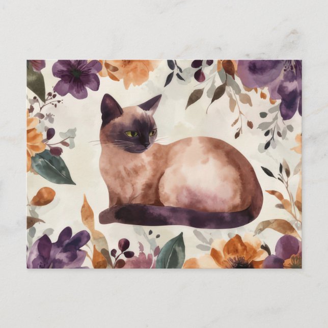 Katt Vattenfärg vykort  (Framsida)