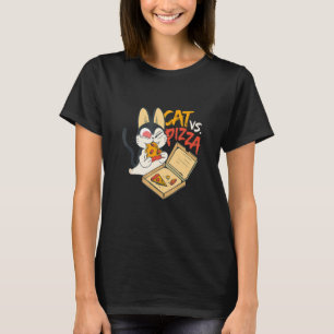 Katt Versus Läcker Pizza Italienska maträtten Pizz T Shirt