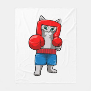Katt vid Boxing med Boxinghandskar Fleecefilt