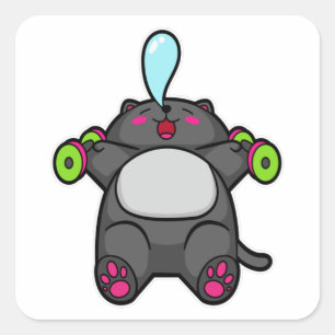 Katt vid bröstträning med Dumbbells Fyrkantigt Klistermärke