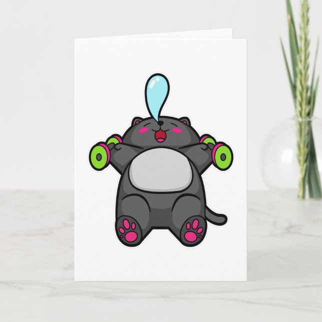 Katt vid bröstträning med Dumbbells Kort (Framsida)