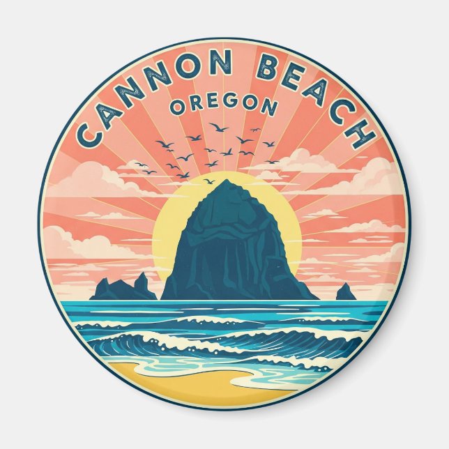 Katt vid Cannon Beach Oregon Magnet (Framsidan)