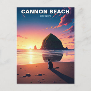 Katt vid Cannon Beach Oregon Vykort