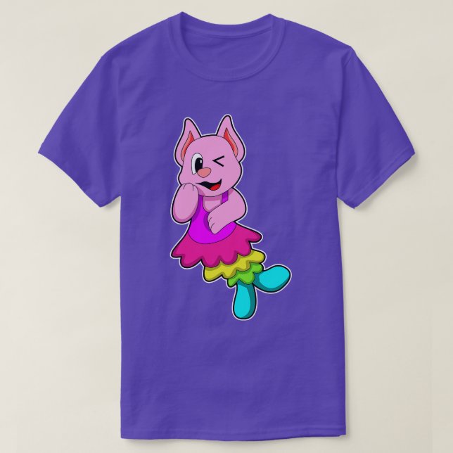 Katt vid Dance med Skirt T Shirt (Design framsida)