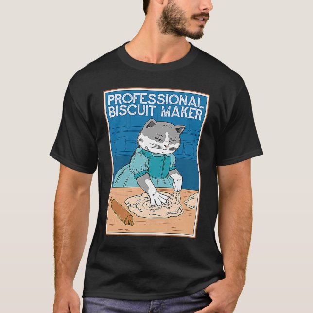 Katt vid en Skapar av Biscuit Kneading Biscu T Shirt (Framsida)
