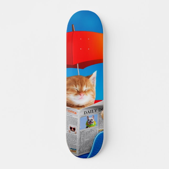 Katt vid fack - nyhetsbladet mini skateboard bräda 18,5 cm (Framsida)