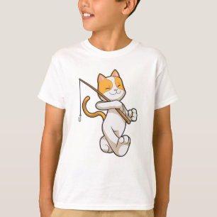 Katt vid fiske med fiskstav t shirt