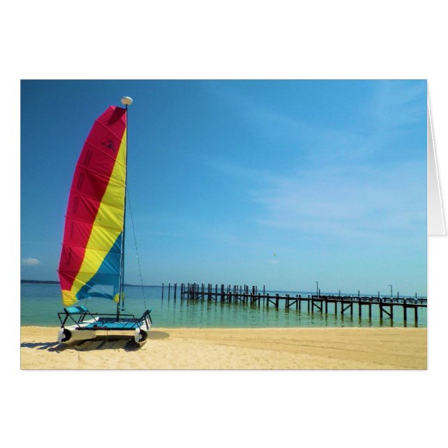 Katt vid havet - kort för tom insida av hälsningen (Framsidan Horizontal)