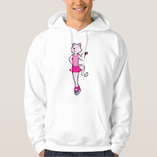 Katt vid isbeläggning med blomning hoodie
