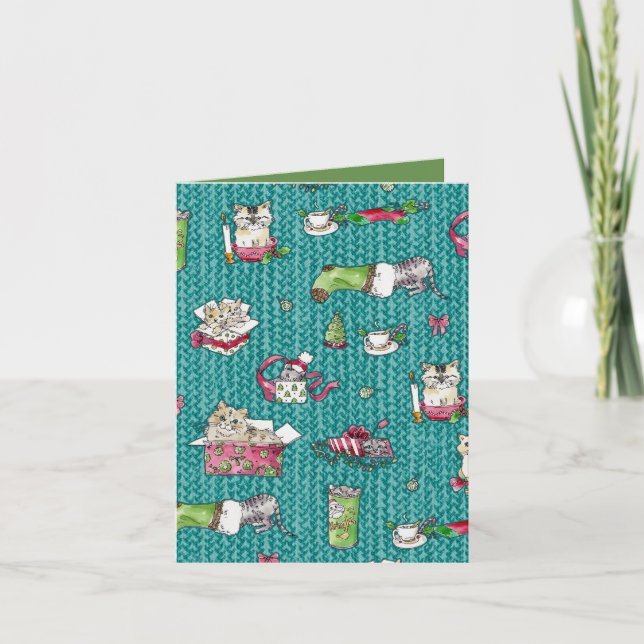 Katt vid jul helgkort (Framsida)