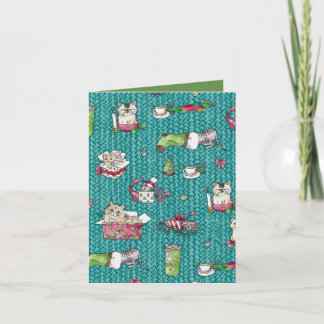 Katt vid jul helgkort