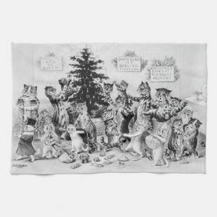 Katt vid jul Louis Wain Kökshandduk
