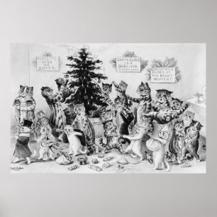 Katt vid jul Louis Wain Poster
