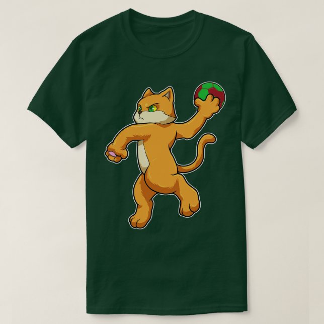 Katt vid jumpkastet med Handball T Shirt (Design framsida)