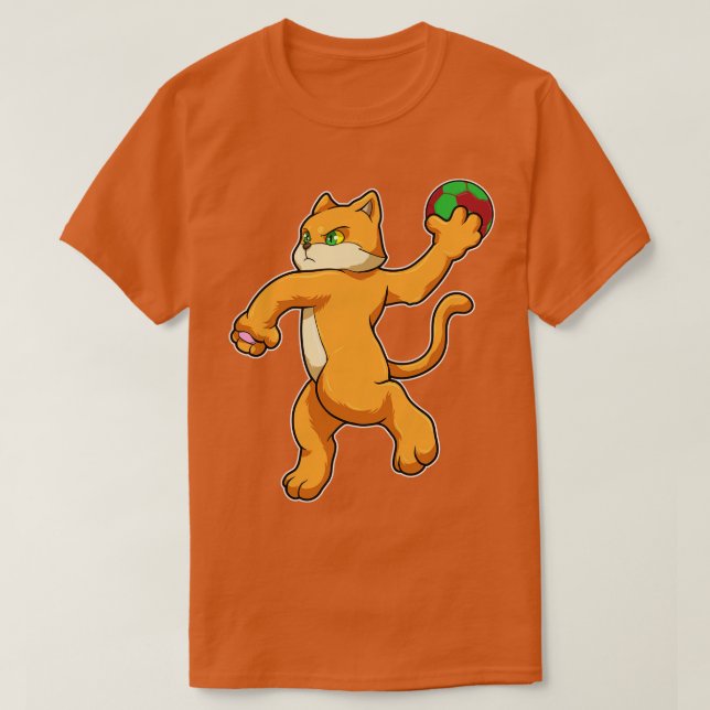 Katt vid jumpkastet med Handball T Shirt (Design framsida)