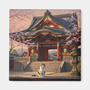 Katt vid Kyoto-templet Japan Travel Magnet