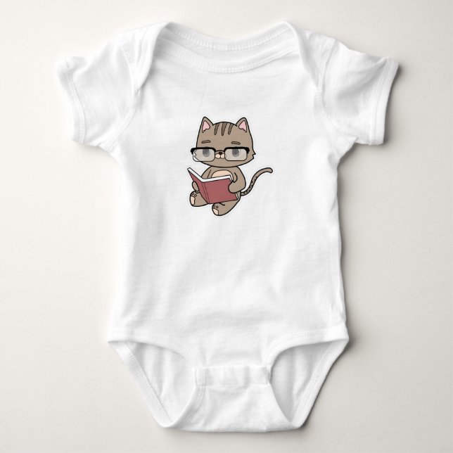 Katt vid läsning med Bok T Shirt (Framsida)