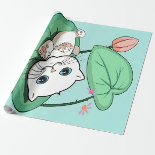 Katt vid Löv, en fin katt Kitten Gift Idea Presentpapper