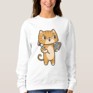 Katt vid målning med Färg och pensel T Shirt
