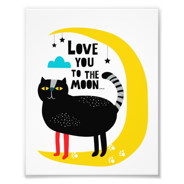 Katt vid måne fototryck (Framsidan)