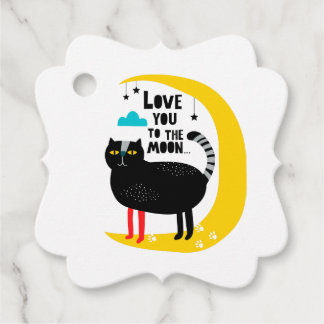 Katt vid måne gåvor etiketter