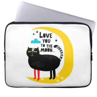 Katt vid måne laptop fodral