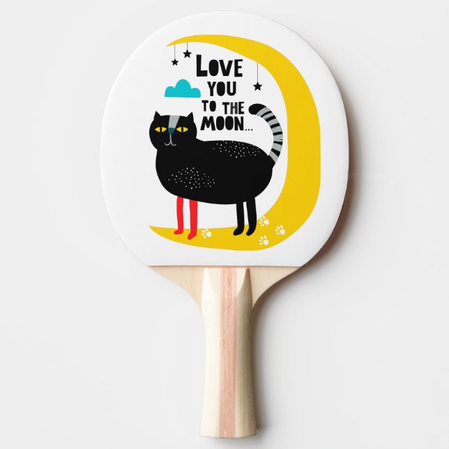 Katt vid måne pingisracket (Framsidan)