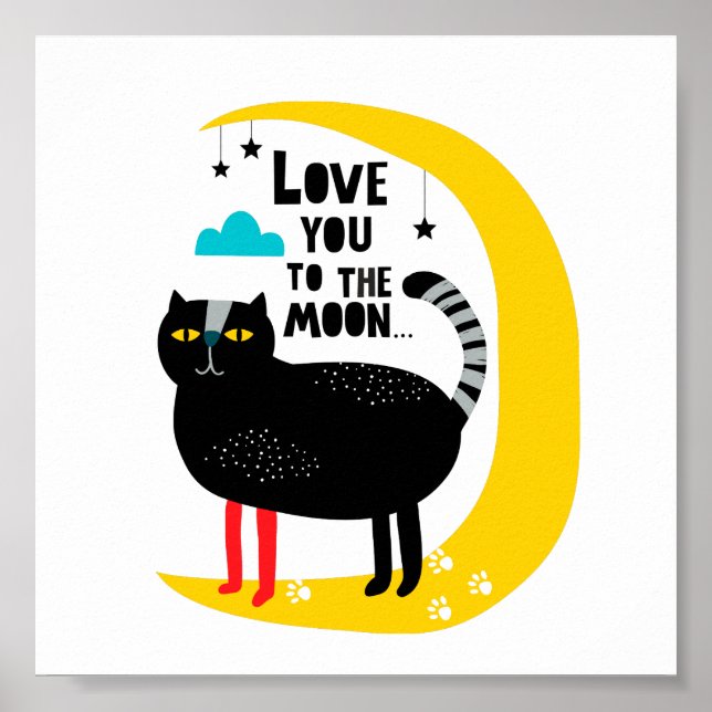 Katt vid måne poster (Framsidan)