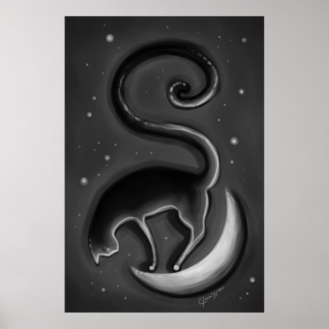 Katt vid måne poster (Framsidan)