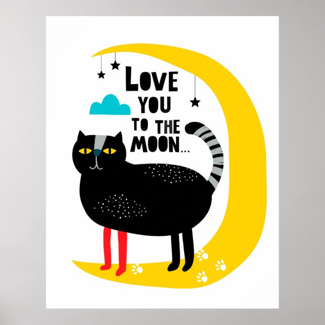 Katt vid måne poster (Framsidan)
