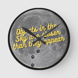 Katt vid Måne Rund Klocka