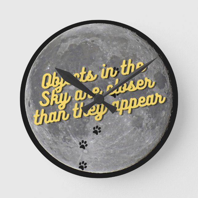 Katt vid Måne Rund Klocka (Framsida)