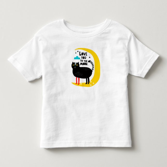 Katt vid måne t shirt (Framsida)